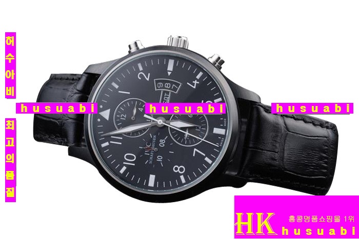 ��ŷ �̽±� �ð�-iwc �������⽺- Replica IWC Schaffhausen Black Authentic Leather Automatic Movement 38 mm. YC010-20