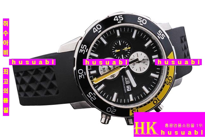 ���̴������� �����ð� Replica IWC Schaffhausen Black and Yellow Bezel Japanese Quartz Movement 44 x 51 mm. YC010-18